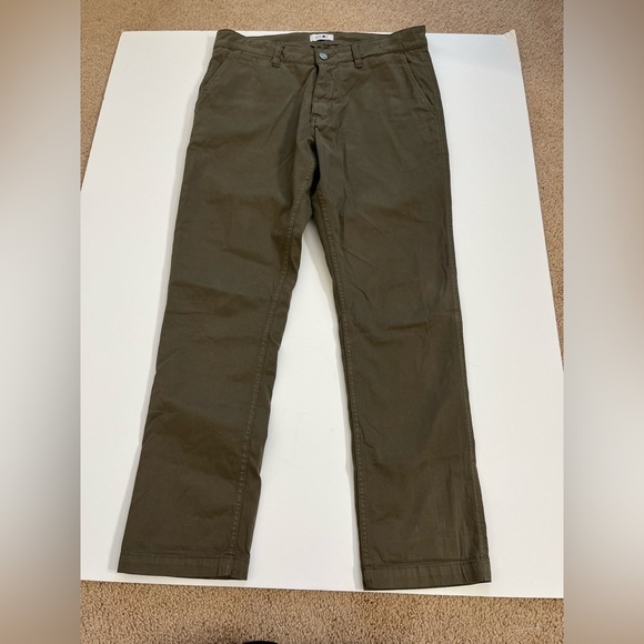 NNO7 No Nationality Marco Classic Chino Pants Greenish Brown Size 32 x 30 - Picture 2 of 13